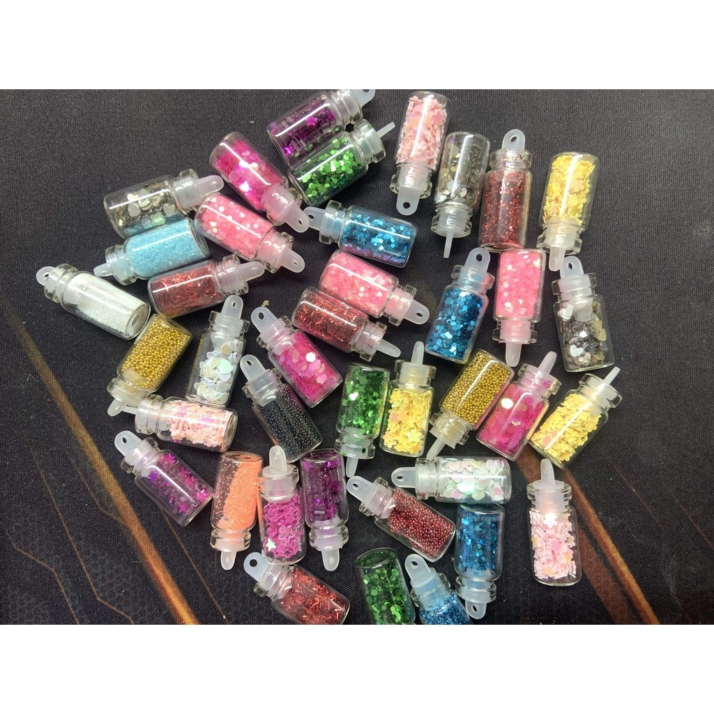 Kit 12 Potes Misturados Strass,Caviar,Estrelas Decoração Para Unha Variados