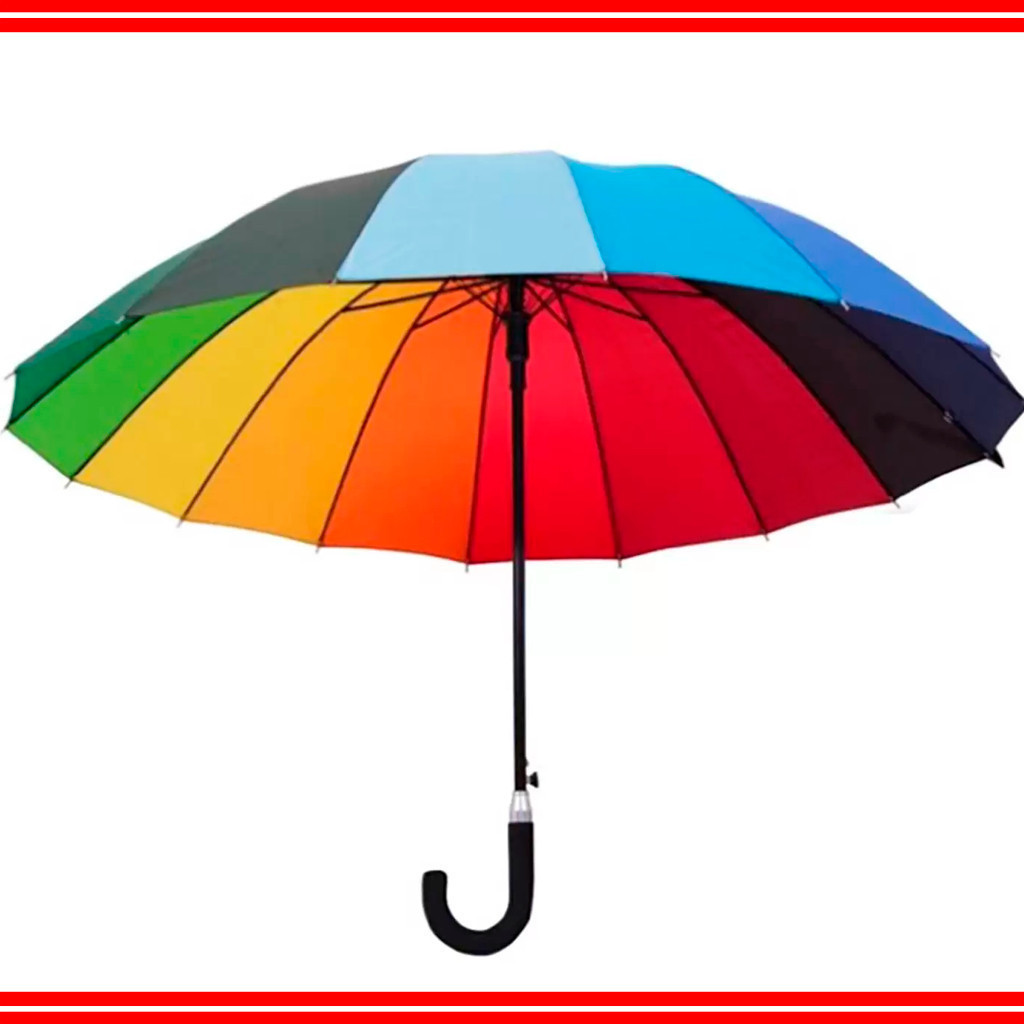 Guarda Chuva Arco Íris Colorido Grande 16 Varetas + Cabo Gancho P-131 em Oferta na Shopee