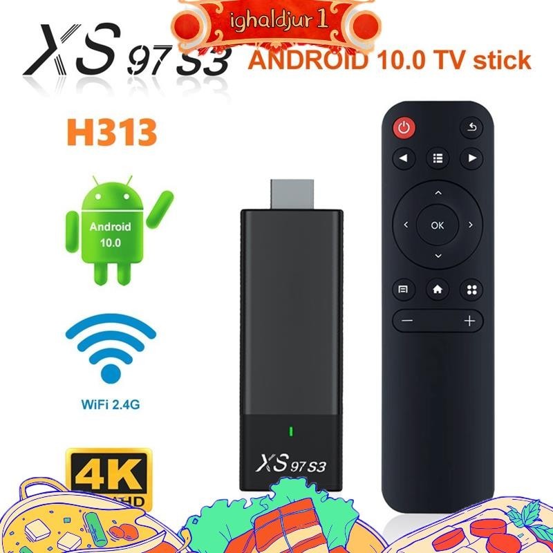 XS97 S3 Smart TV Stick Set Top Box H313 Internet HDTV 4K HDR Receptor 2.4G 5.8G Sem Fio WiFi Android 10 Media Player ighaldjur1