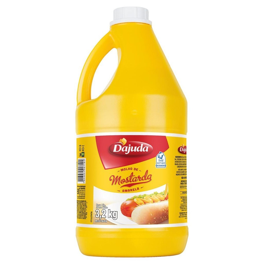 Mostarda DAjuda Amarela Galão Reforçado 3,2Kg Para Lanches Frango Salsichão Grelhados