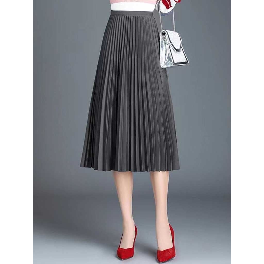 Saia midi plissada feminina