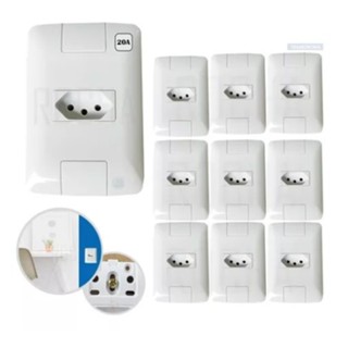 Kit 10 Conjunto 4x2 1 Tomada 2p+t Tramontina Aria 20a 250v Cor Branco