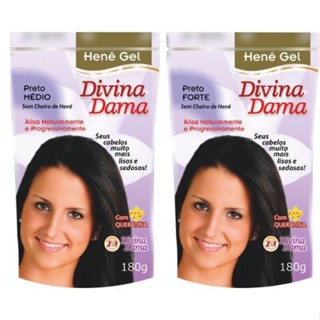 DIVINA DAMA HENE GEL POUCHE PRETO 180GR em Oferta na Shopee