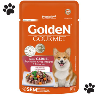Kit 20 unidades Sachê Golden Gourmet Alimento Cães Adultos Pequeno Porte Sabor Carne Espinafre 85g em Oferta na Shopee