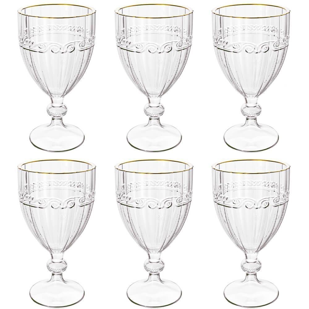 Jogo de Taças de Cristal Transparente Fio de Ouro Imperial 330mL 6 peças - Lyor em Oferta na Shopee