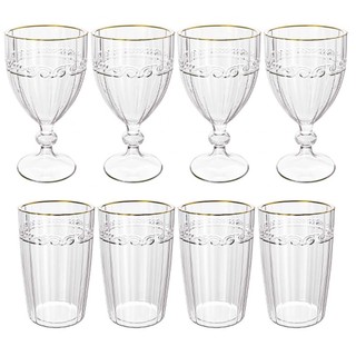 Jogo de Taças e Copos de Cristal Imperial Fio de Ouro 8 peças - Lyor