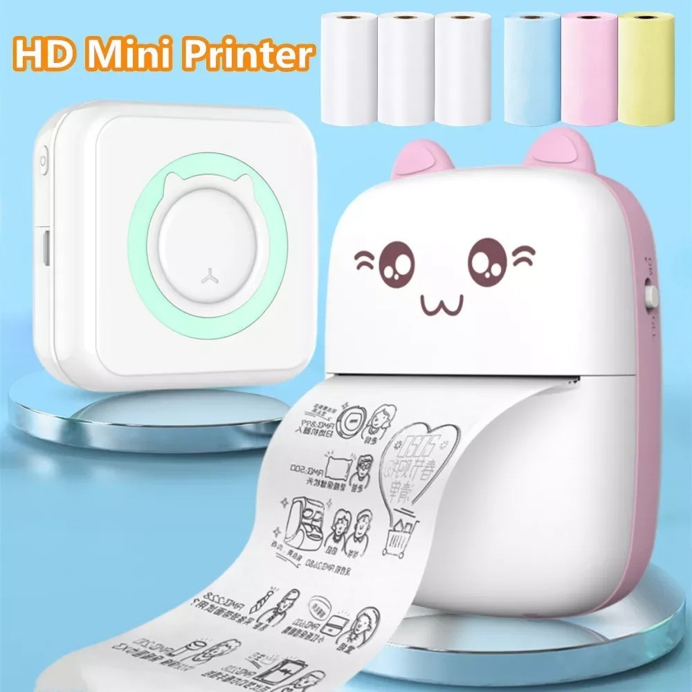 5/10PCS HD Mini Impressora Portátil Papel Térmico Universal De 57mm Autocolante De Rótulo De Para Impressão Telefônica Foto Fotográfico Presente Infantil