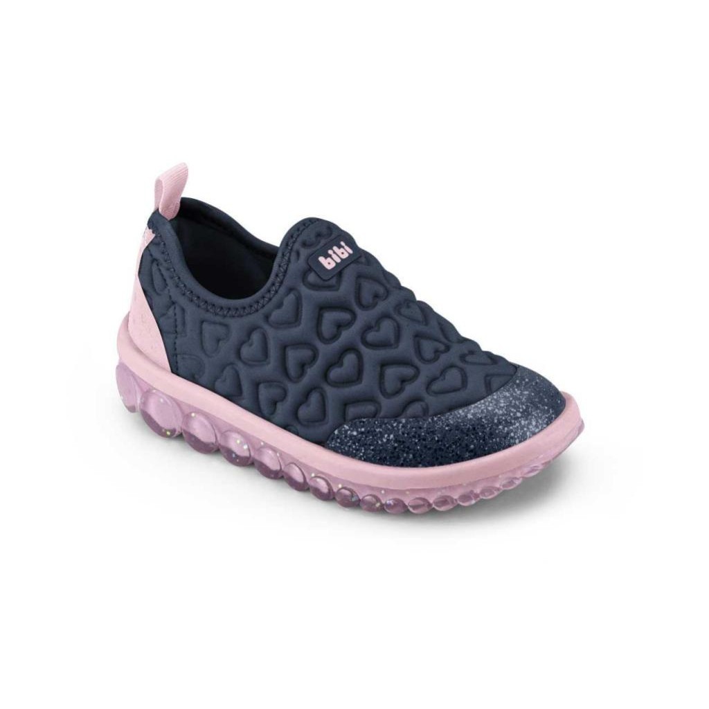 Tênis Infantil Roller 2.0 Marinho e Rosa Coração Bibi