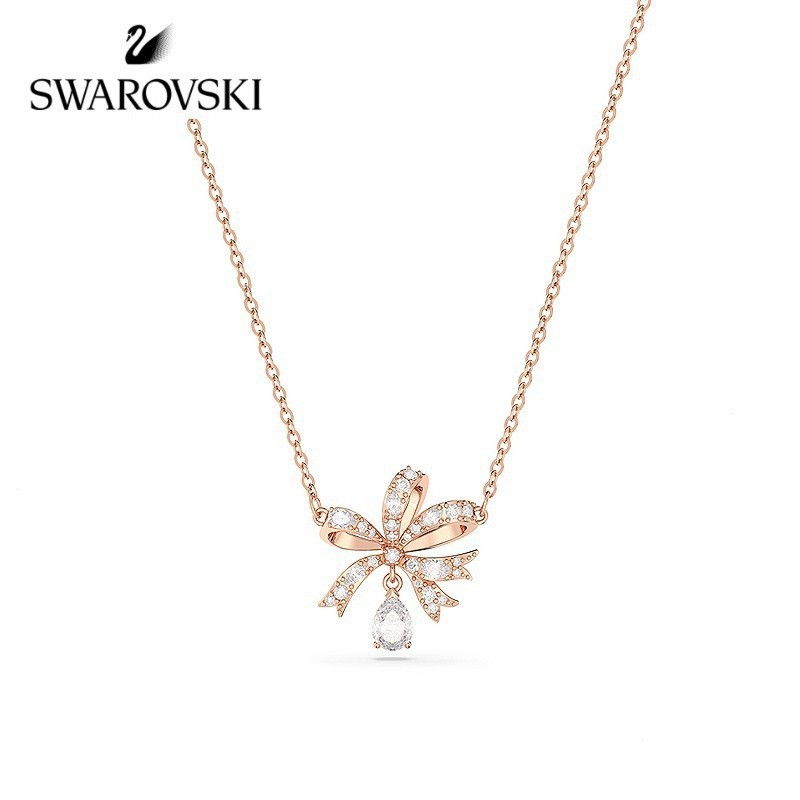 ❤Estoque pronto❤Swarovski VOLTA Pequeno Coração De Seda Feminino Bow Forma Colar Novo Estilo Moda Charme Ladies Clavícula Cadeia Dia Dos Namorados Love Gift & ---