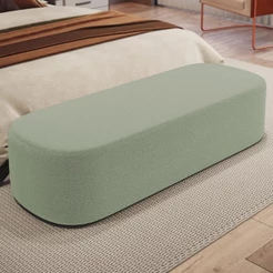 Puff Decorativo Orgânico Para Living Quarto 140cm Doha W01 Bouclê Oliva - Lyam Decor