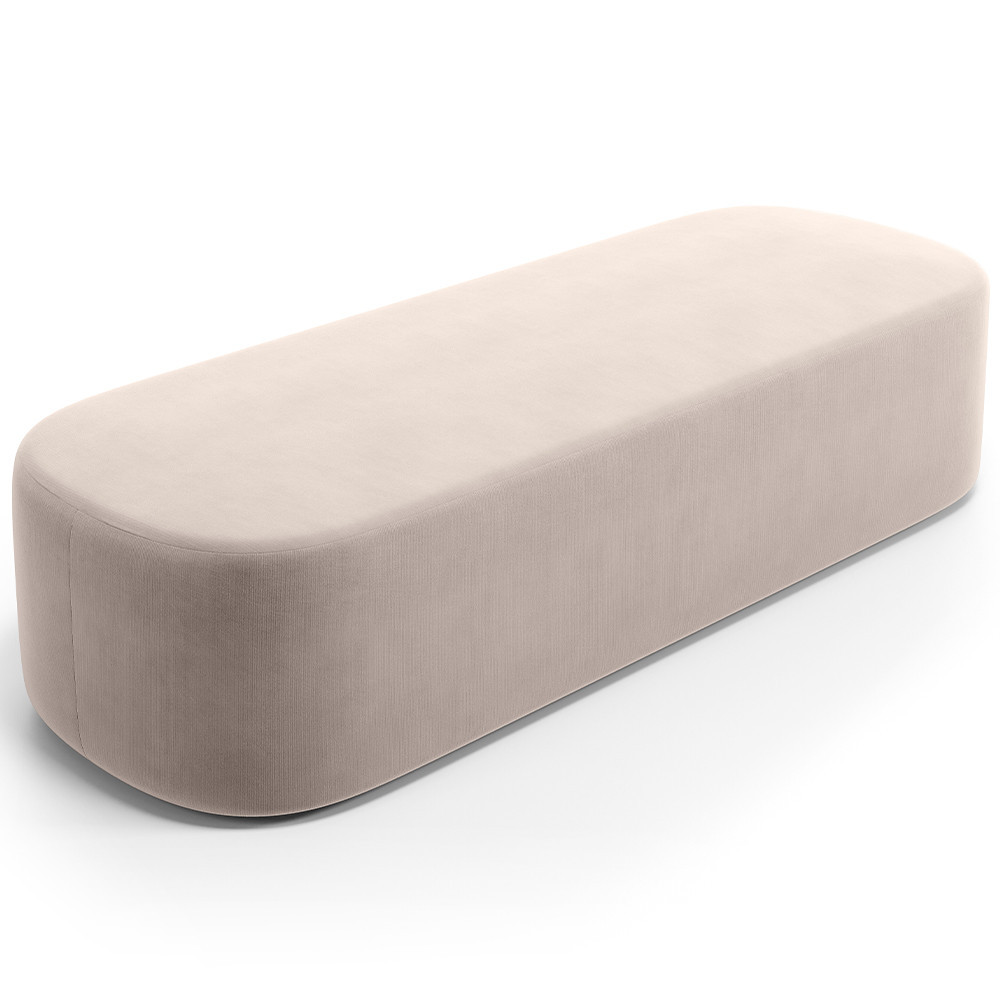 Puff Decorativo Orgânico para Living Quarto 140cm Doha W01 Suede Bege - Lyam Decor - Home & Living