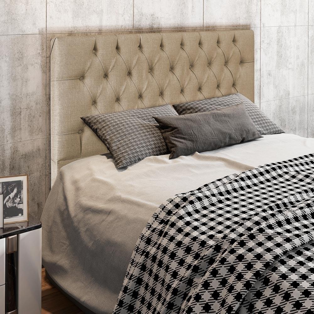 Cabeceira Cama Box Casal 140cm Diamante Linho J02 Bege - Mpozenato - Home & Living