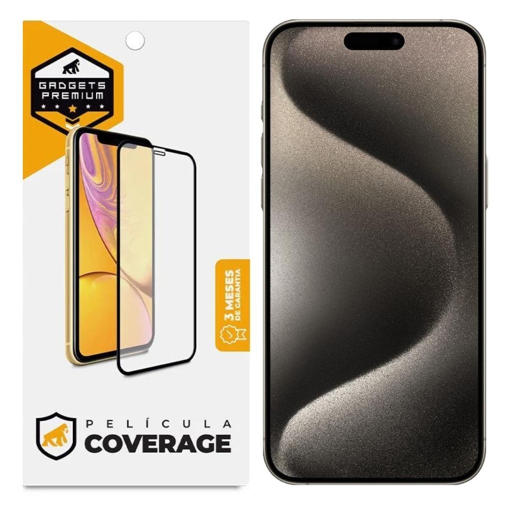 Película para iPhone 15 Pro Max - Coverage 5D Pro Preta - Gshield - Mobile & Gadgets