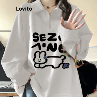 Lovito Moletom Casual Com Padrão De Desenho Animado Para Mulheres LNA37017 (Damasco)