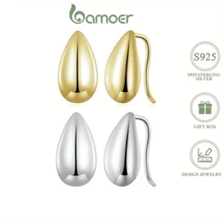 Bamoer 925 Sterling Silver Teardrop Brincos De Alto Brilho Moda Jóias Presentes Para Mulheres