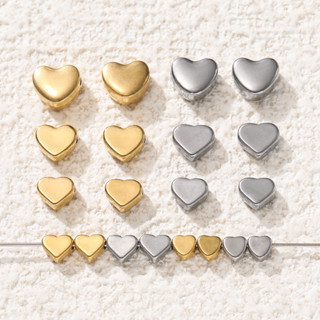 Kunkka 5 peças de contas de coração de aço inoxidável, contas espaçadoras de coração banhadas a vácuo que não desbotam p em Oferta na Shopee