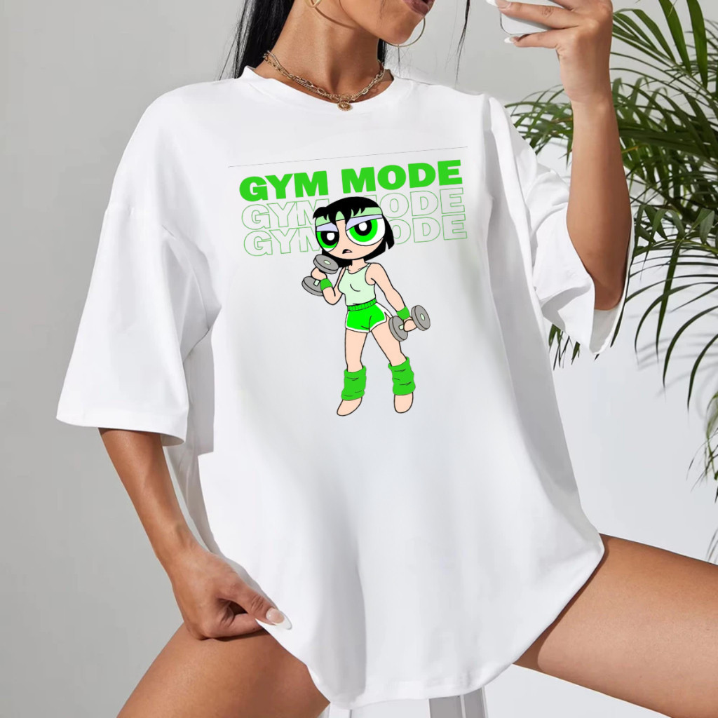 Camiseta de Academia 100% Algodão Crossfit Treino Super Poderosa Tshirt Feminina GYM MODE Grande