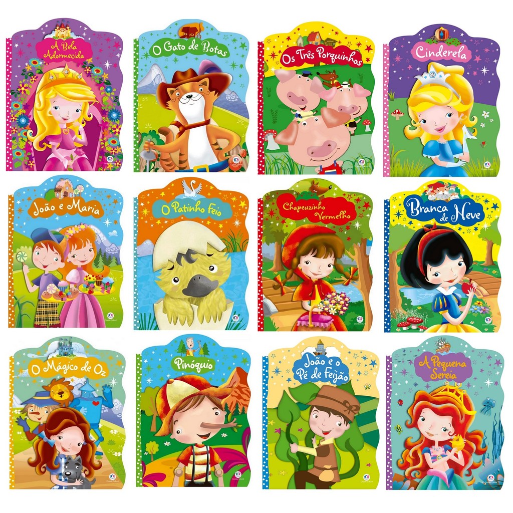 Kit com 12 Unidades - Contos Clássicos Recortados em Oferta na Shopee
