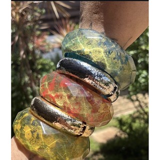 Pulseira bracelete acrilico e resina boho chic várias cores