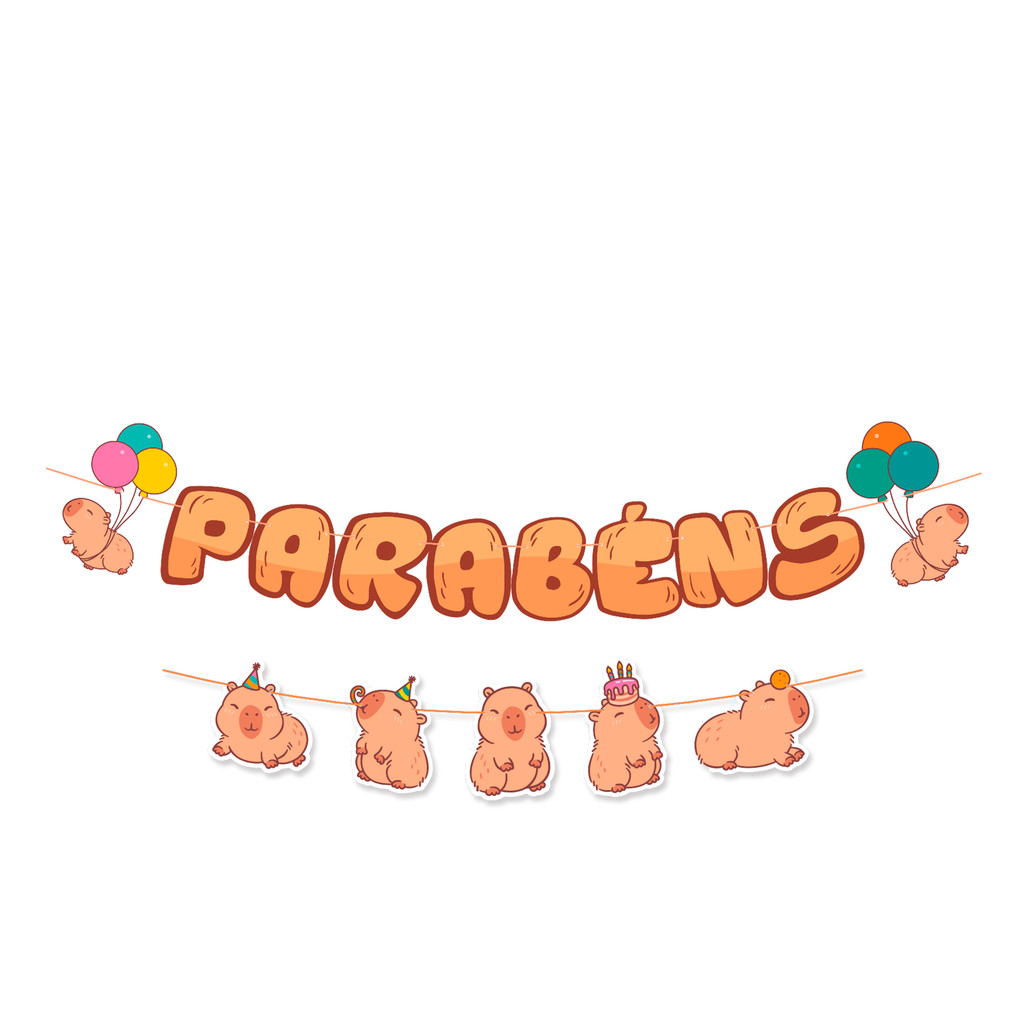 Faixa Aniversário festa Capivara Decoração Aniversário 1,5m cor viva em Oferta na Shopee