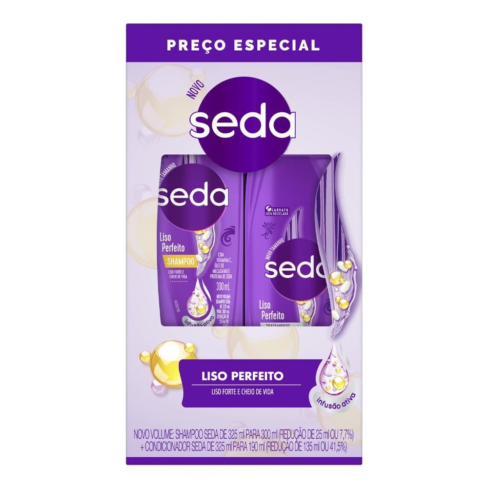 KIT SEDA LISO PERFEITO SHAMPOO COM 300ML + CONDICIONADOR COM 190ML