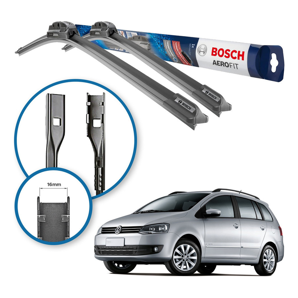 Par de Palhetas Limpador Parabrisa Aerofit Original Bosch Volkswagen Spacefox 2012 a 2018