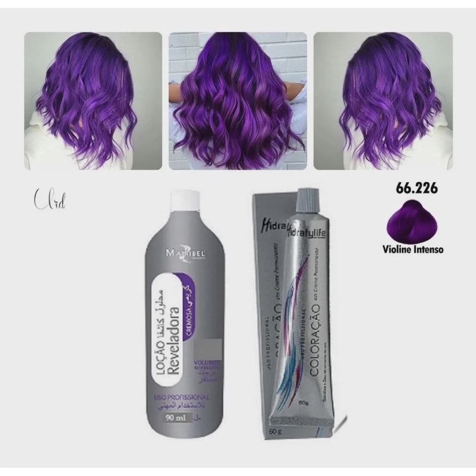 Kit Cabelo Violine Matizador 250g Tinta 60g Ox  30 volumes  90ml - Mairibel / Hidratylife