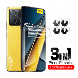 3em1 Para Xiaomi Poco X6 Pro 5G Filme Hidrogel Frontal Traseiro Não Vidro Macio Lente De PocoX6Pro Little Poxo X6Pro X 6 6X 5G Protetor De Tela