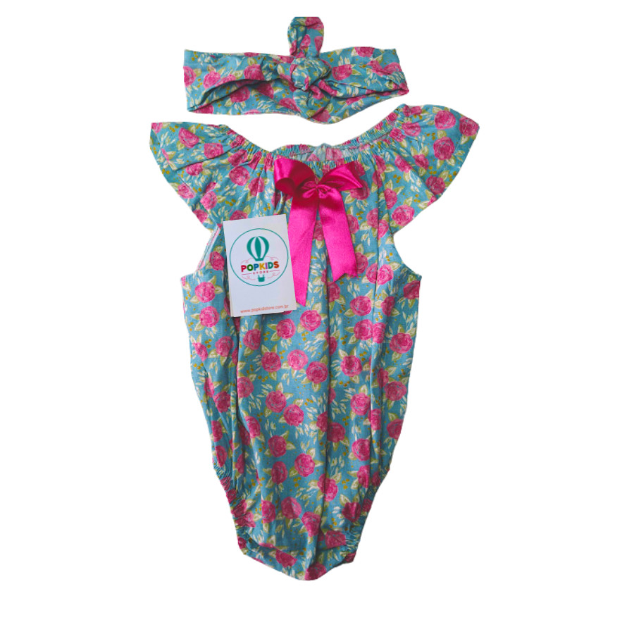 Body Floral com Faixa de Cabelo Tam.M