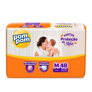 Fralda Pom Pom Derma Protek Mega M com 48un em Oferta na Shopee