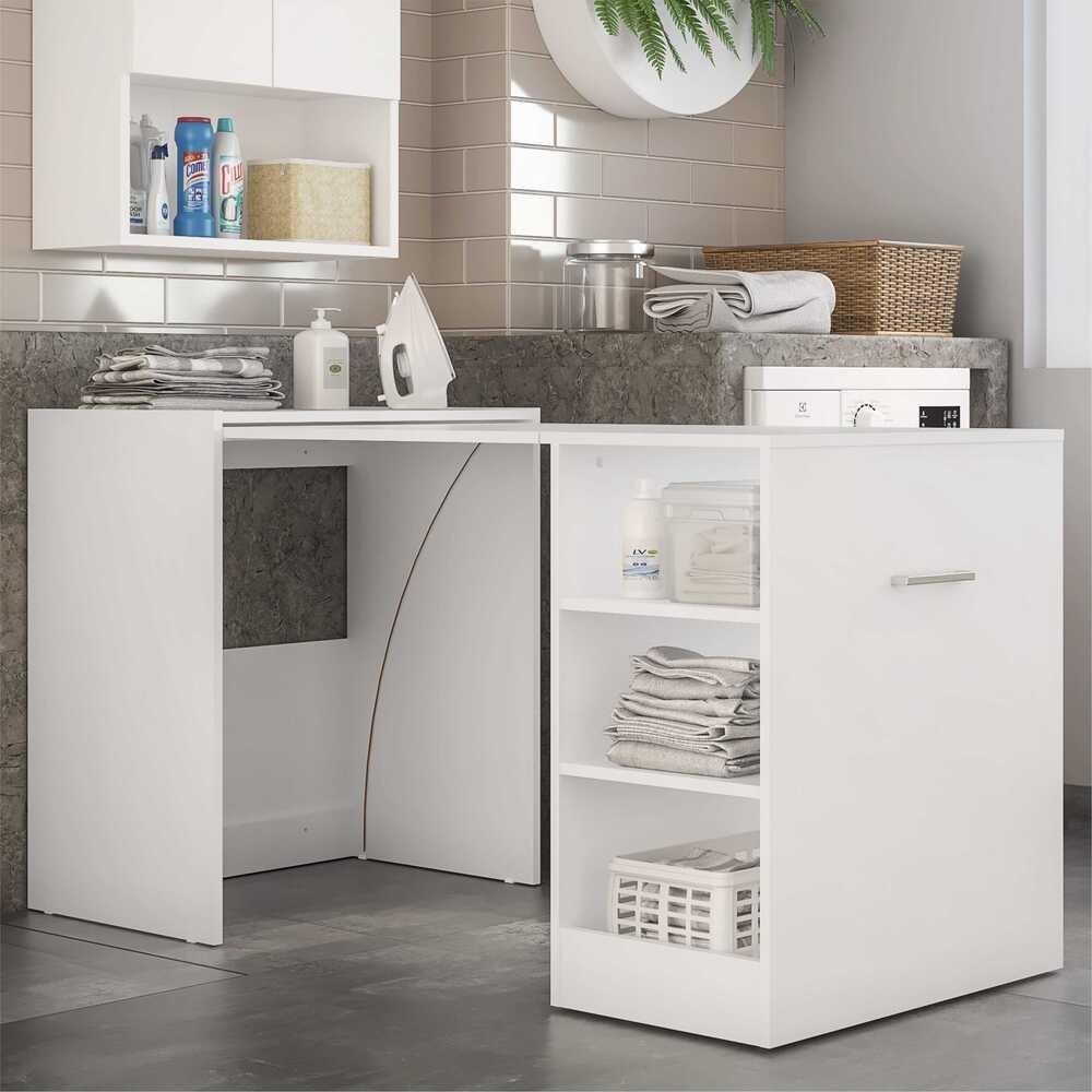 Armário Lavanderia / Mesa Dobrável Ibiza Multimóveis Branco em Oferta na Shopee
