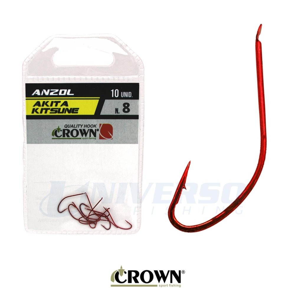 Anzol Crown Akita Kitsune Sem Furo (Chapinha) | Cartela com 10 Un. N° 8