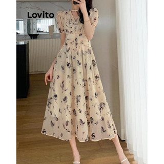 Lovito Vestido Plissado Floral Elegante Para Mulheres LNL37144 (Damasco)