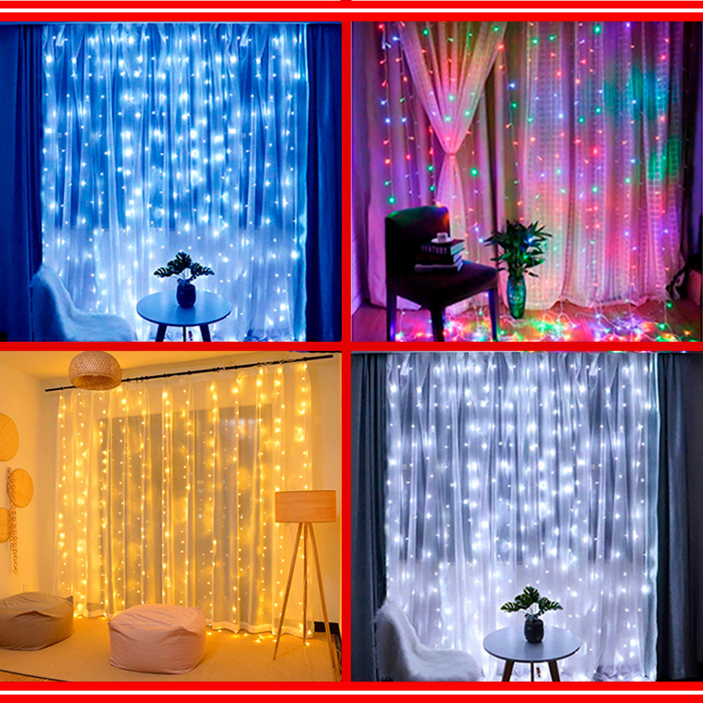 Cortina 500 led Fixo ou 8 Funções 110/220v 3 metros x 2.5 metros Enfeite Casamento Natal