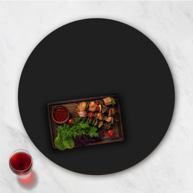 Bandeja Giratória Preto Laca 80 Cm Servir Mesa De Jantar