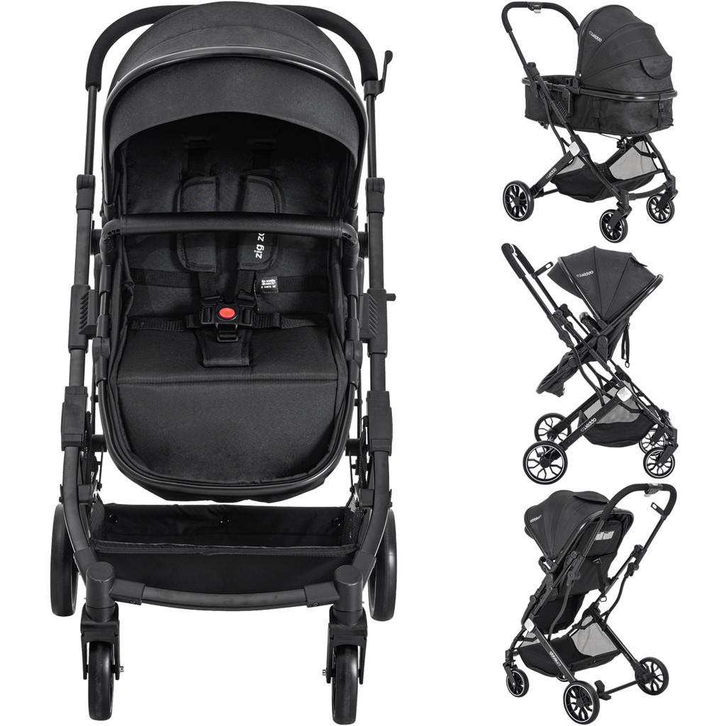 Carrinho de Bebe Moises com Bebe Conforto Kiddo Zig Zag Preto em Oferta na Shopee