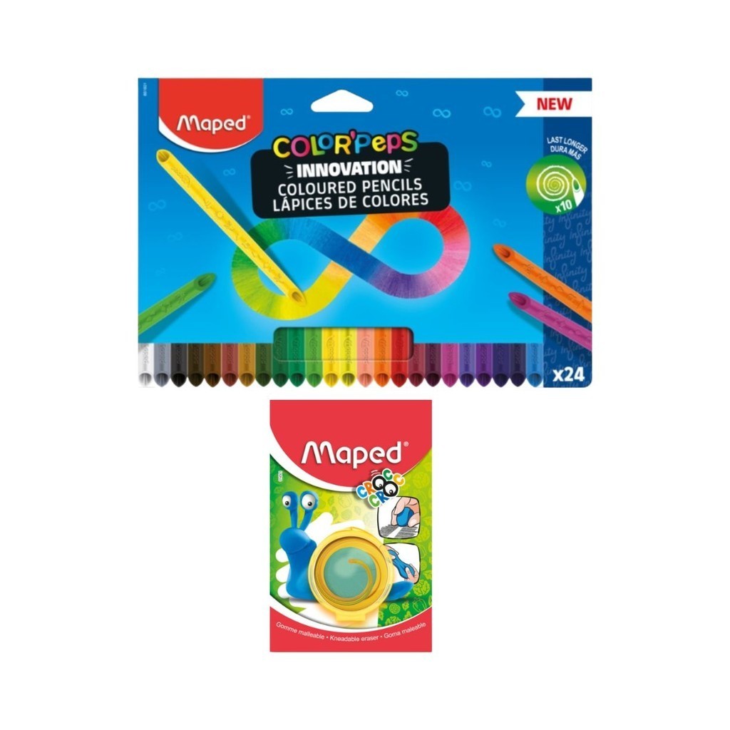 Kit Maped Lápis Cor Infinity 24 Cores + Borracha Croc Croc