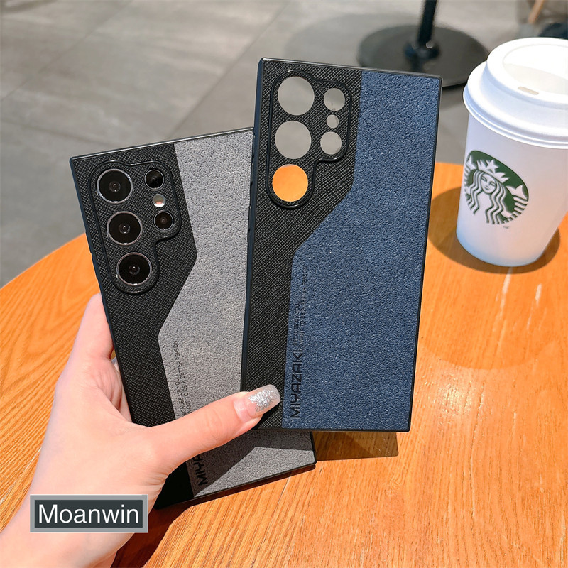 Capa De Telefone Luxuosa De Couro Contrastante Para Samsung Galaxy S21 S22 S23 S24 S25 Ultra Plus Com Absorção De Choque em Oferta na Shopee