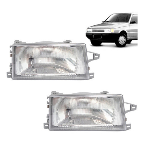 PAR FAROL CROMADO UNO MILLE FIRE SMART 1991 A 2003 FIORINO ELBA em Oferta na Shopee