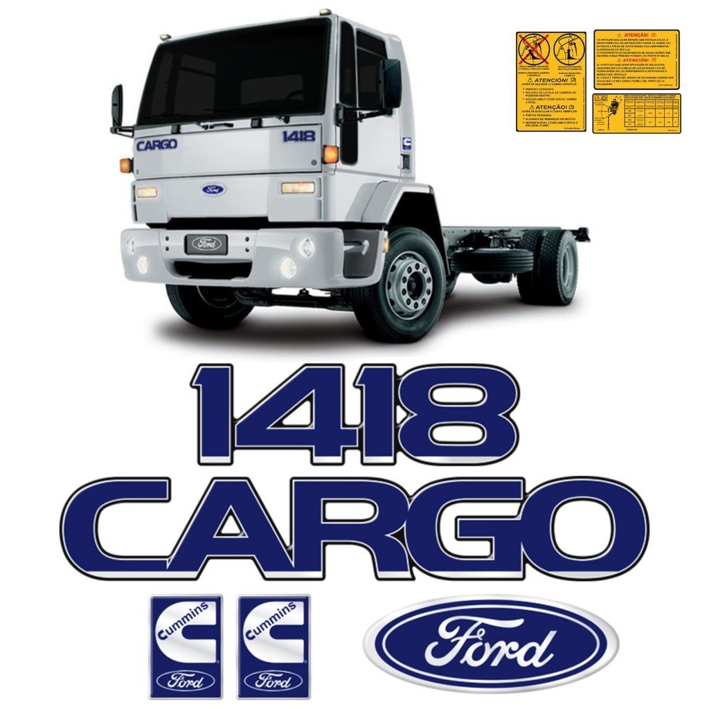 Kit Emblemas Cargo 1418 Adesivos Caminhão Ford Cummins Genérico