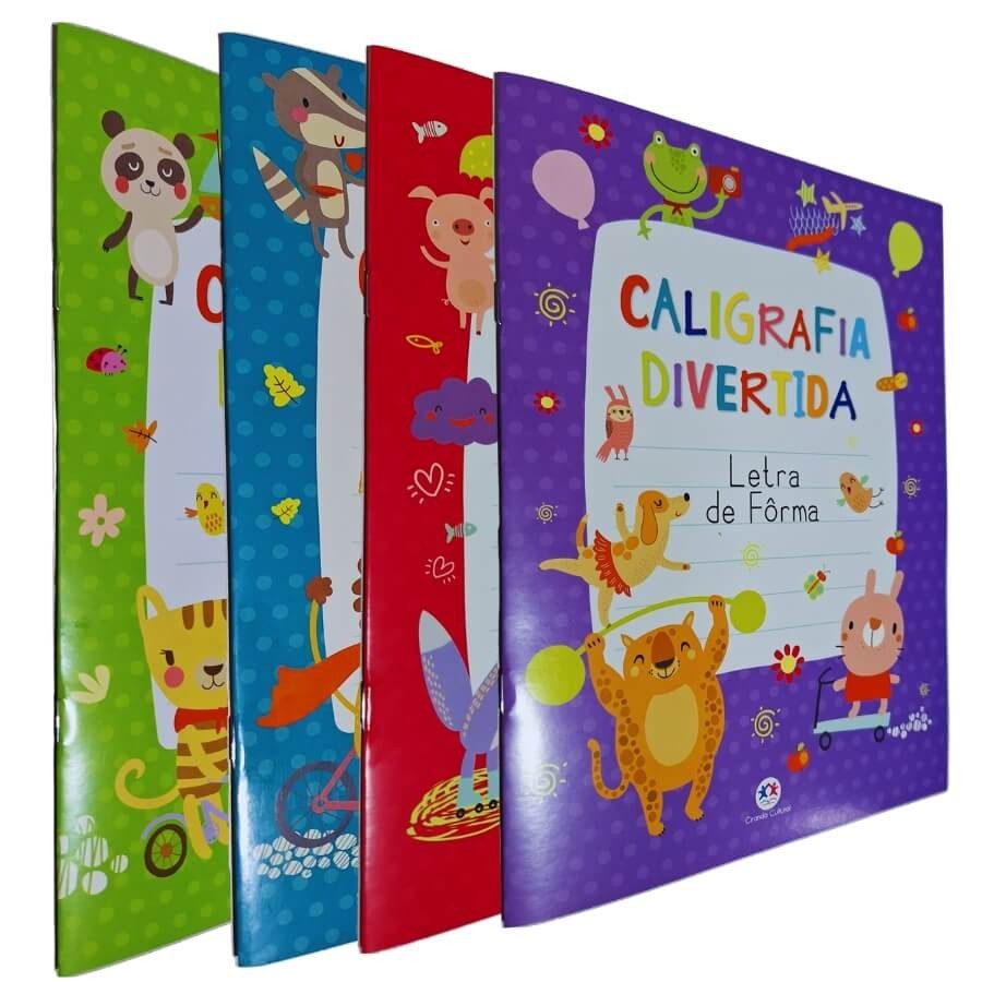 4 Livros Físicos de Atividades Caligrafia Divertida: Letra Cursiva, Letra de Fôrma, Letra Bastão e Numerais em Oferta na Shopee
