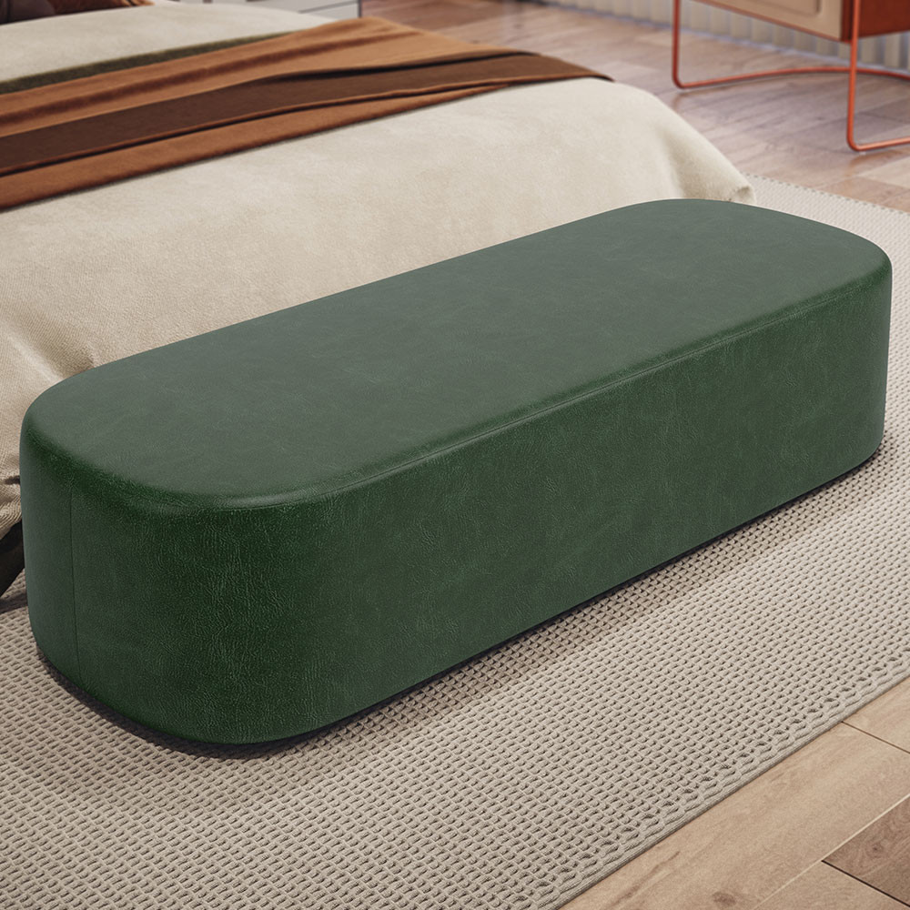 Puff Decorativo Orgânico Para Living Quarto 160cm Doha W01 Couríssimo Verde Musgo - Lyam Decor