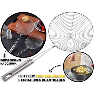 Colher Escumadeira Grande Em Aço Inox Para Frituras Utensílio Para Cozinha Multiuso Clink em Oferta na Shopee