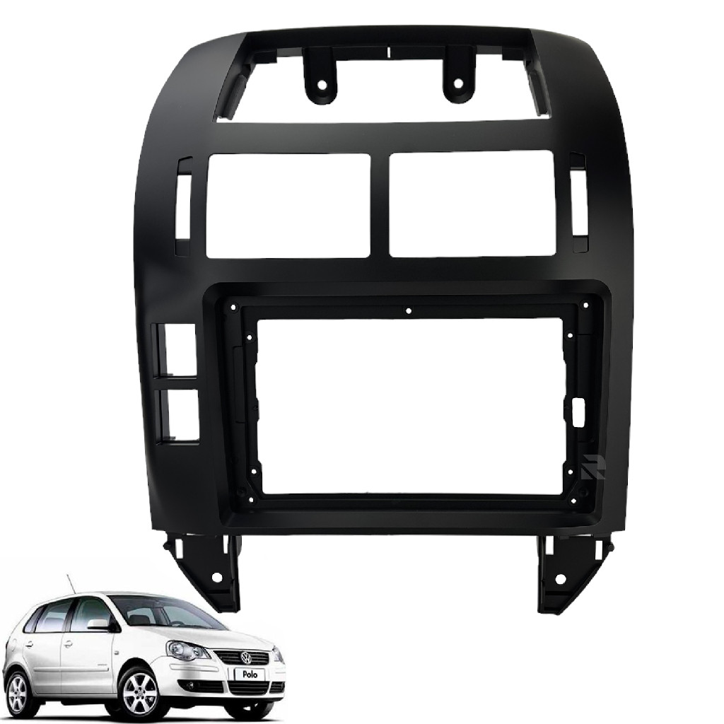 Moldura Painel DVD 2 Din Central Multimidia 9 Polegadas VW Polo 2003 a 2014