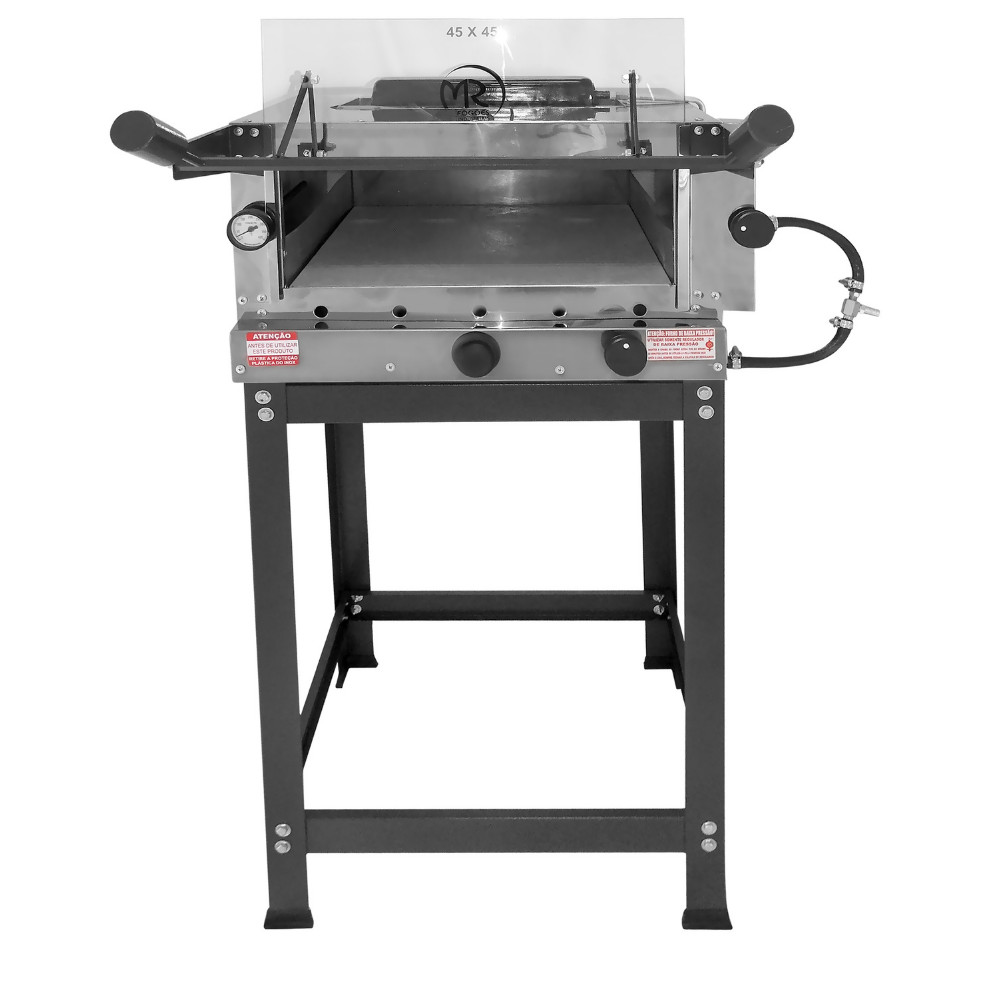 Forno de Pizza Industrial a Gás com Infravermelho 45x45cm Inox Pedra Refratária Cavalete e Termômetro MR Fogões