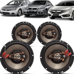 Kit Alto Falantes Dianteiros e Traseiros Honda Civic 2006 até 2021 - Hurricane Platino 640w