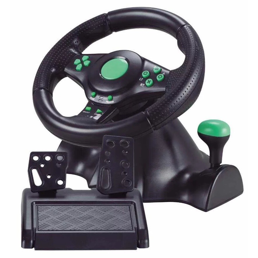Volante Gamer Racer Xbox 360 Ps3 Ps2 Pc Pedal Cambio Vibração KP-5815A (S28)