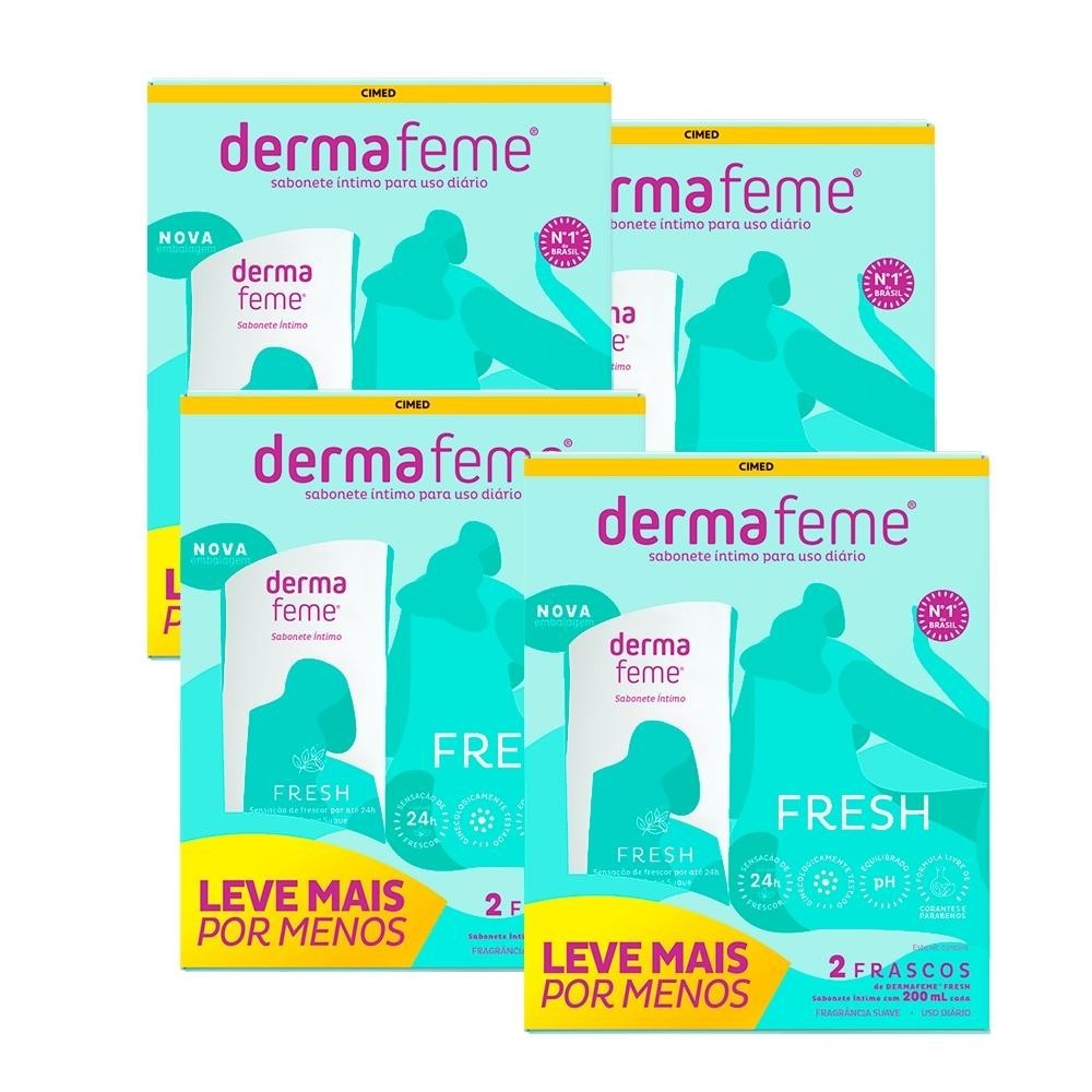 Kit c/ 4 Packs - Sabonete Íntimo Dermafeme Fresh 200ml em Oferta na Shopee