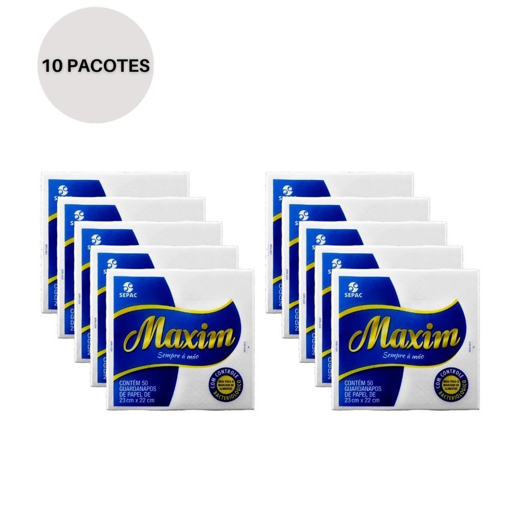 Kit Guardanapo 23x22cm Branco 500 Unidades Maxim