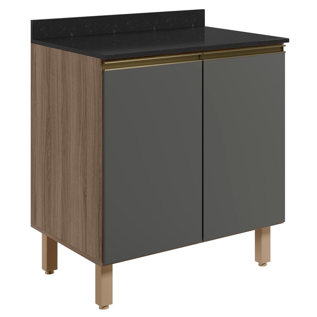 Balcão para Cooktop Com Tampo 80cm Maly N03 Carvalho/Grafite - Mpozenato em Oferta na Shopee